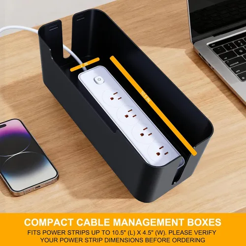 Vista 6 de Caja de gestión de cables con tapa, tres ranuras de entrada/salida Negro