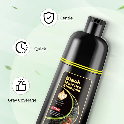 Vista 7 de KAISASA Champú de tinte para el cabello negro 3 en 1, champú