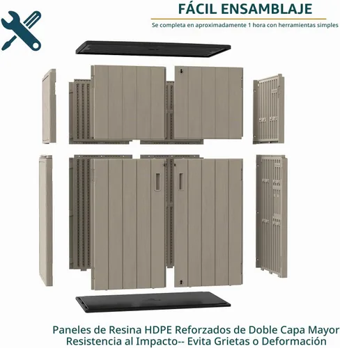 Vista 5 de HOMSPARK Cobertizo de almacenamiento exterior resistente a la intemperie de 47 pies cúbicos, multifuncional Cobertizos de almacenamiento de resina