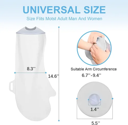 Vista 2 de KHUS Fundas de fundición para brazo de ducha para adultos, funda protectora de ducha impermeable para brazo de herida, manos, muñecas, codo, dedo