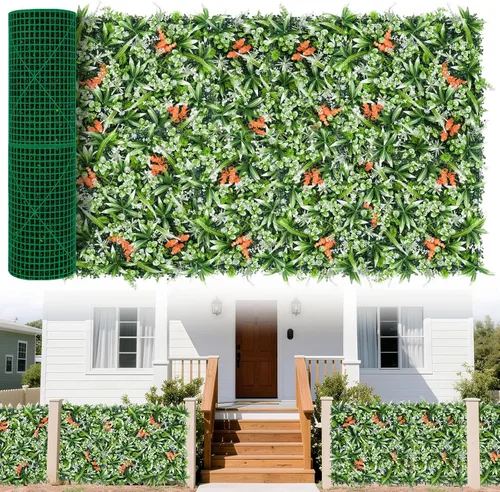 Vista 11 de 6 paneles de pared de césped de 20 x 20 pulgadas, fondo de hierba de helecho artificial con protección UV, paneles de boj de plantas de vegetación