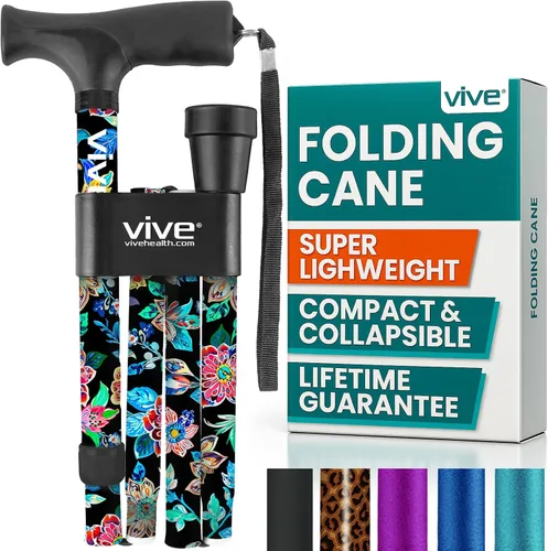 Vista 13 de Bastón plegable Vive, bastón de peso ligero robusto para hombres y mujeres, diseño plegable para la portabilidad y la conveniencia, acabado liso