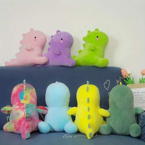 Vista 3 de Juguete de peluche de dinosaurio, lindo y suave, regalo de muñeca de peluche de dinosaurio, adecuado para familiares y amigos en cumpleaños, Verde