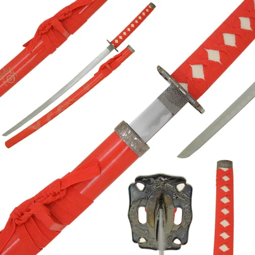 Vista 15 de Snake Eye Tactical Espada samurái katana de dos tonos con soporte de espada gratis