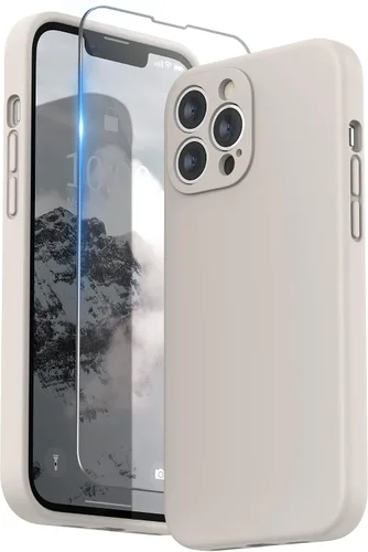 Vista 22 de SURPHY Funda compatible con iPhone 13 Pro Max con protector de pantalla, (protección de cámara + forro de microfibra suave), funda de silicona Negro