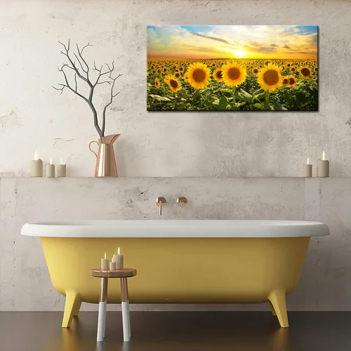 Vista 3 de Biuteawal Lienzo impreso con diseño de girasol, arte de pared, paisaje, paisaje, flores, campo, obra de arte, pintura moderna para el hogar, cocina