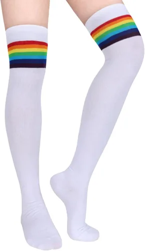 Vista 5 de Womens Thigh High Socks Argyle Girls Novelty Cotton Over the Knee High Socks Funny Crazy Long Stockings Cosplay Leg Warmers