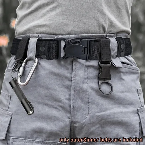 Vista 6 de Cinturones tácticos de servicio policial - Cinturón de servicio policial con 4 guardianes, cinturón exterior interior ajustable de 2 pulgadas