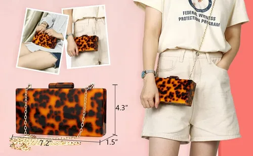 Vista 4 de EROGE - Bolso de mano de acrílico con diseño geométrico colorido para mujer