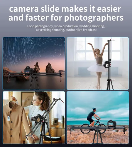 Vista 8 de Zecti Estabilizador de cámara deslizante de 16 "/40 cm Carril de fibra de carbono ajustable para cámara DSLR Video Movie Fotografía Videocámara