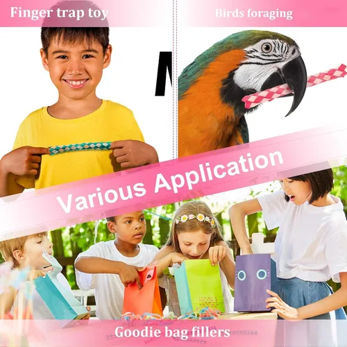 Vista 4 de Syhood 12 trampas chinas para dedos de bambú para niños y adultos, juguete para masticar pájaros, picador de forrajería, juguetes divertidos