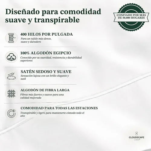 Vista 3 de CLOUDSCAPE LINEN Sábanas de cama individuales de lujo 100% algodón egipcio 01. blanco