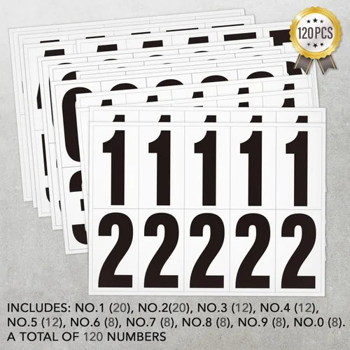 Vista 2 de Números autoadhesivos de 1.5 pulgadas para buzón, números de casa, número de buzón reflectante, número de botes de basura, para exterior, 120