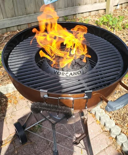 Vista 4 de Vorcano BBQ Brand - Cono de parrilla de carbón Vortex de acero inoxidable compatible con hervidor Weber, huevo verde grande, Kamado Joe
