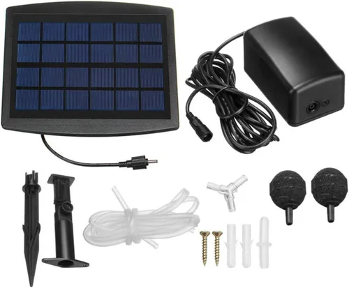 Vista 7 de Kit de bomba de aire con energía solar, panel solar de 2.5 W, bomba de aire, mangueras de aire y piedras de ventilación para jardín, pecera