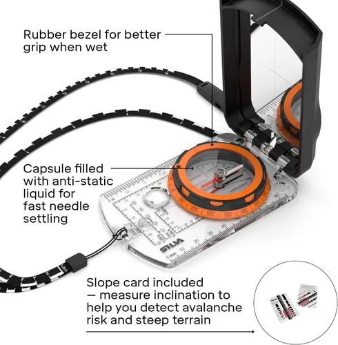 Vista 3 de Silva Expedition S Compass Marcas luminosas nocturnas Perfecto para navegación, senderismo, senderismo y caza