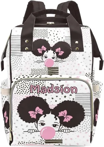 Vista 18 de Mochila de pañales personalizada, regalo con nombre, letras para bebé, color gris, rosa, bolsa de viaje versátil: gran capacidad y múltiples