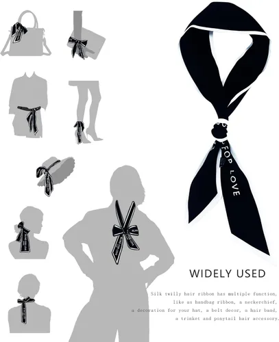 Vista 16 de Women's Designer Neckerchief Handbag Handle Ribbon Fashion Scarf Letter Printed Hair Tie
