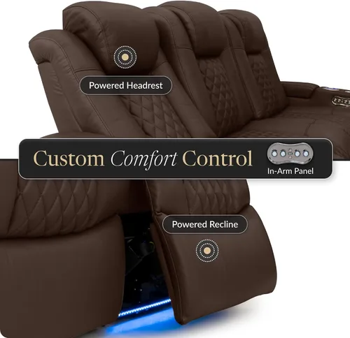 Vista 8 de Seatcraft Anthem LT - Sofá de cine en casa con mesa plegable Marrón