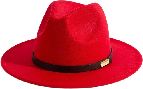 Vista 27 de Sombreros Fedora para hombre, sombrero Panamá de ala ancha con cinturón clásico Unisex Felt Fedora, Adjustable Fit, Breathable Sweatband, All-Day