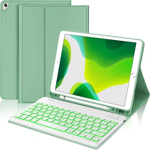 Vista 10 de Funda con teclado táctil para iPad de 9ª/8ª/7ª generación de 10.2 pulgadas, Pro 10.5, Air 3ª generación, funda inteligente con soporte para lápices