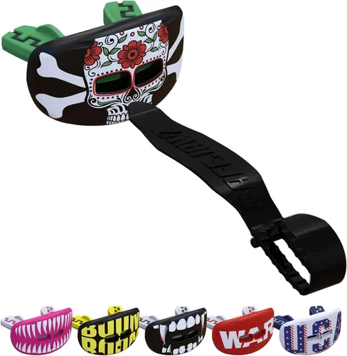 Vista 10 de SAFEJAWZ Protector de labios deportivo, protector bucal de fútbol con correa desmontable, protector de labios transpirable para adultos y jóvenes