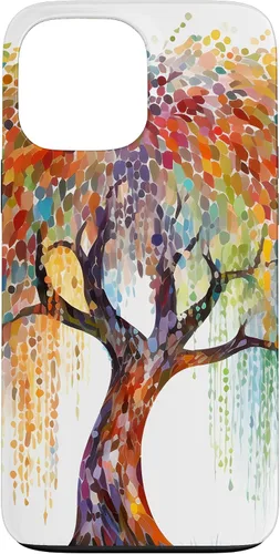 Vista 24 de Weeping Willow Tree Colorful Mosaic Case for iPhone 17