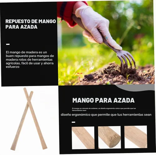 Vista 4 de 2 piezas de mango de madera ergonómico de repuesto para herramientas de granja, azada de madera dura y pala, agarre cómodo para jardinería y diseño
