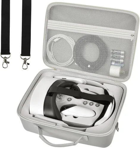 Vista 9 de Comecase - Funda rígida para auriculares Meta Quest 3S/3/Quest 2, color negro Pre-Cut Foam Fits Without Trimming, Stores Headset, Controllers and