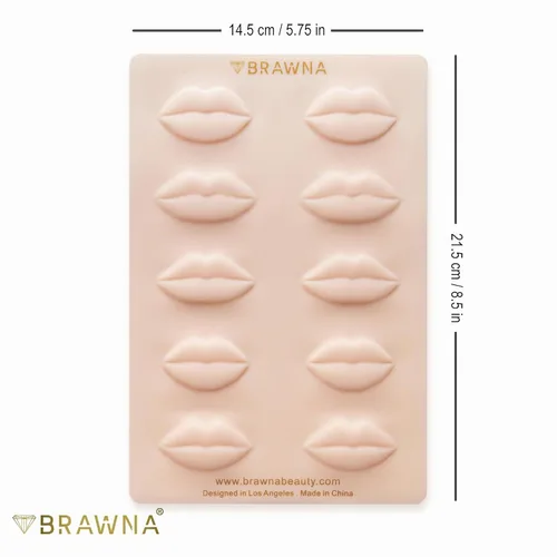 Vista 2 de BRAWNA - 3D PMU Practice Skin para tatuaje de cejas, rubor labial y delineador de ojos - Suministros PMU - Kit de microblading - 2 piezas