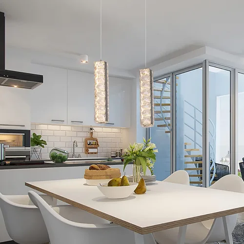 Vista 3 de Lámpara de techo LED de cristal, moderna lámpara de techo semiempotrada para sala de estar, comedor, dormitorio, isla de cocina, entrada