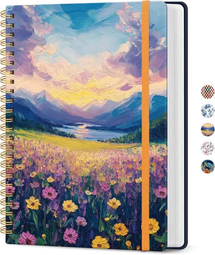 Vista 9 de Cuaderno rayado en espiral para el trabajo, 300 páginas gruesas B5 (7.1 x 10 pulgadas), diario a rayas universitarias para mujeres y escritura
