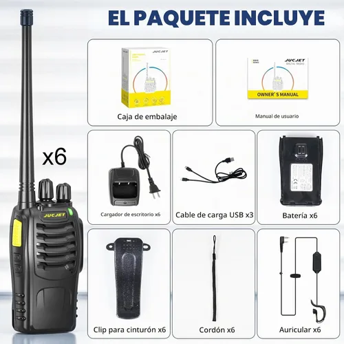 Vista 8 de 888HD Walkie Talkies, radios digitales bidireccionales para 888HD-6 Pack