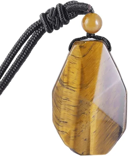 Vista 2 de TUMBEELLUWA Collar con colgante de cristal curativo con 6 facetas para hombre y mujer, piedra de cristal natural curativa con cadena ajustable