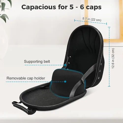 Vista 2 de ProCase Estuche Rígido de Viaje para Sombreros, Bolsa de Almacenamiento Portadora de Sombreros para 5-6 Gorras de Béisbol, Organizador de Sombreros