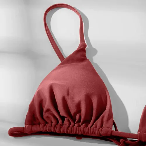 Vista 4 de Bikini sexy de verano para mujer con espalda descubierta con cordones y cintura ajustable de tres piezas