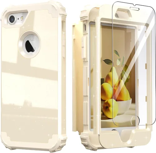 Vista 10 de IDweel Funda para iPhone 8 con Protector de Pantalla de Vidrio Templado, para iPhone 7, 3 en 1, Resistente a Golpes, Delgada, Híbrida, de Servicio