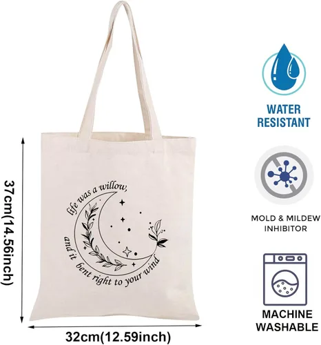 Vista 3 de TOBGBE Letra de la canción Regalo Amante de la Música Tote Bag Álbum Letra de la canción Bolsa de viaje Mercancía del cantante, Blanco sucio
