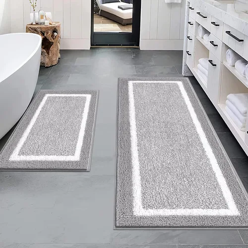 Vista 27 de Pauwer Juego de baño, alfombras de baño antideslizantes, alfombras de ducha absorbentes para suelo de baño, bañera y ducha, color azul aguamarina