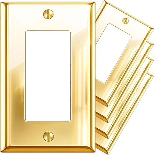 Vista 50 de Rio Salto BRASS Signature Collection MIDSIZE - Placa de pared de metal dorado para interruptor de luz o cubierta de tomacorriente, placa de pared