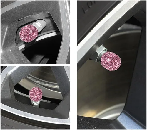 Vista 8 de 4 tapas de vástago de válvula de cristal con diamantes de imitación, accesorios exteriores de automóvil, cubiertas herméticas para vástagos