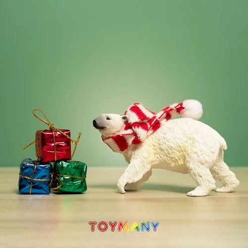 Vista 2 de Toymany 6 figuras de oso polar con cachorro de oso polar, figuras realistas de animales árticos de 2 a 4 pulgadas, juego familiar para Navidad