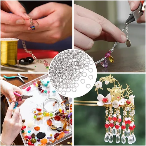 Vista 5 de UNICRAFTALE 300 anillos de salto abiertos de acero inoxidable 304 de 0.236 pulgadas, anillos redondos trenzados para hacer joyas, manualidades