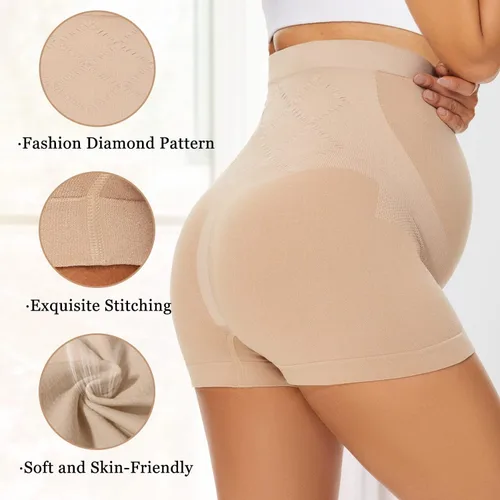 Vista 4 de Ropa interior de maternidad sin costuras para mujer, con cintura alta, para apoyo al vientre