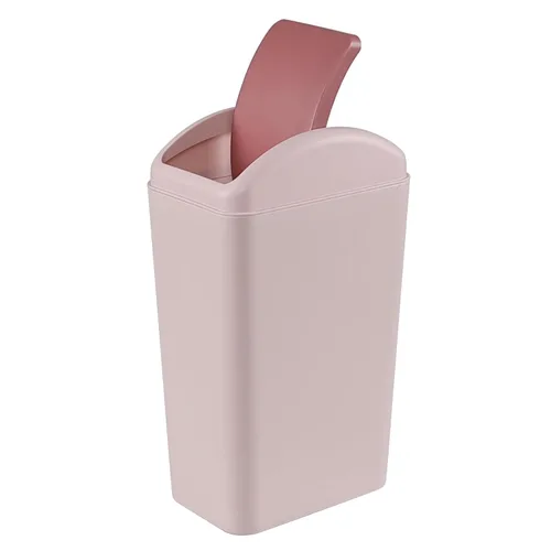 Vista 8 de Bote de basura de 3 galones con tapa oscilante, cubo de basura con tapa abatible, color gris Diseño de tapa abatible, material de plástico mate