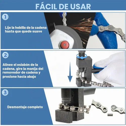 Vista 2 de Kit de herramientas para romper cadenas de motocicleta, juego de herramientas de remache de cadena de 18 piezas