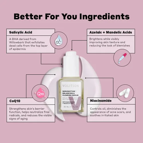 Vista 2 de Volition Beauty Skin - Suero de equilibrio y limpieza del ritmo de la piel con niacinamida + ácido salicílico Tratamiento para el acné