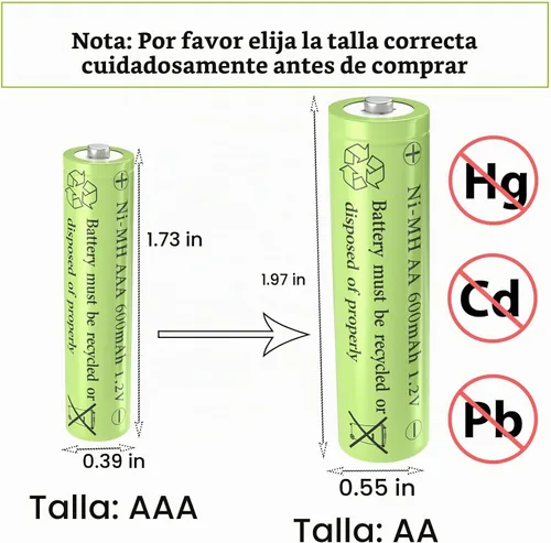 Vista 5 de Baterías de luz solar recargables AAA NiMh 600mAh 1.2V para luces de jardín al aire libre (paquete de 8)