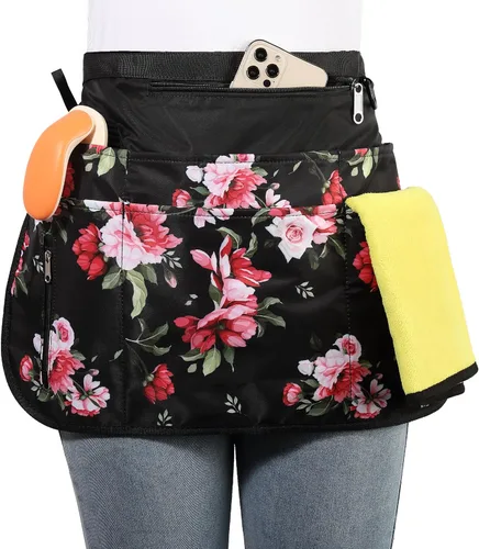 Vista 9 de Bafelia Delantal de limpieza para mujer con 7 bolsillos, delantal profesional impermeable para trabajo de limpieza