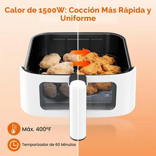 Vista 3 de Freidora de aire de 4 cuartos de galón, freidora de aire compacta con luz interior y ventana de fácil visión, 8 ajustes preestablecidos de cocción